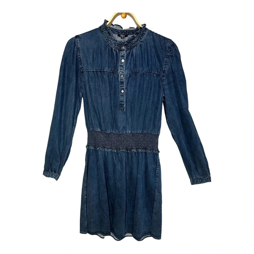 Rails Shawna Chambray Smocked Waist Minidress. Sz… - image 3